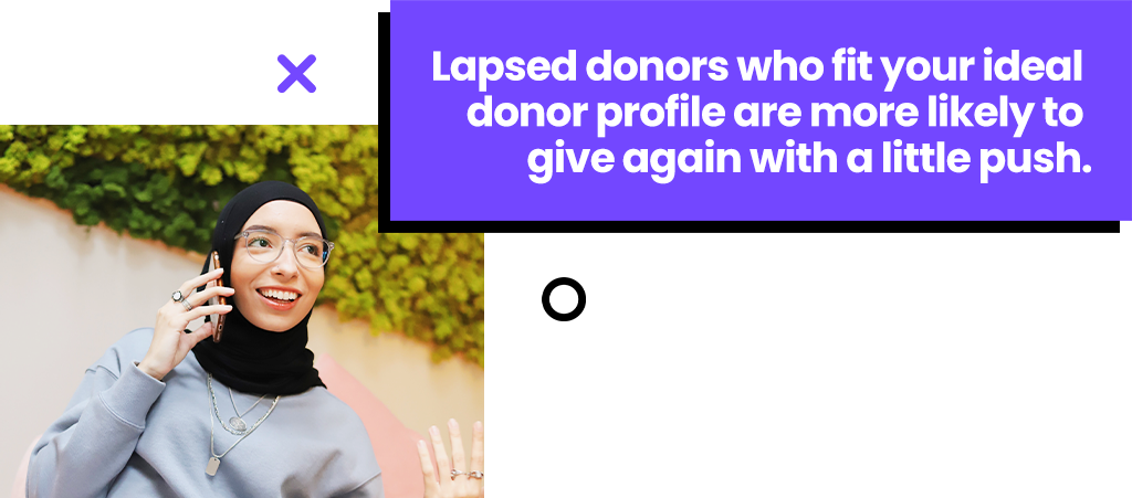 Lapsed donors who fit your ideal donor profile are more likely to give again with a little push.