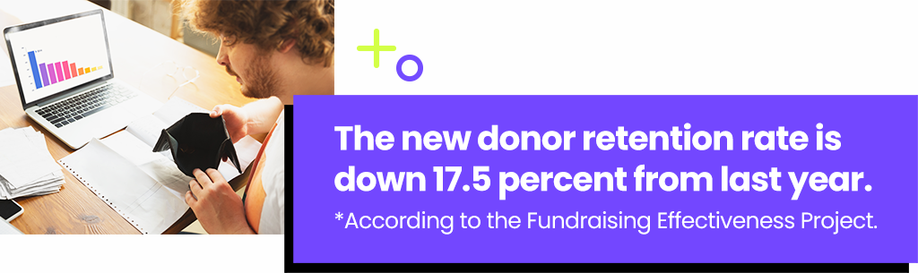The new donor retention rate is down 17.5 percent from last year.