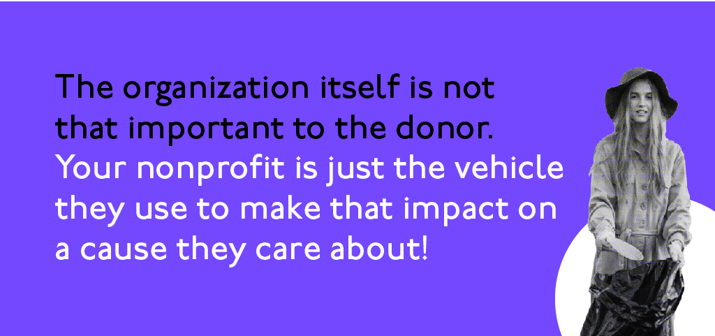 The organization itself is not that important to the donor. The organization itself is not that important to the donor.