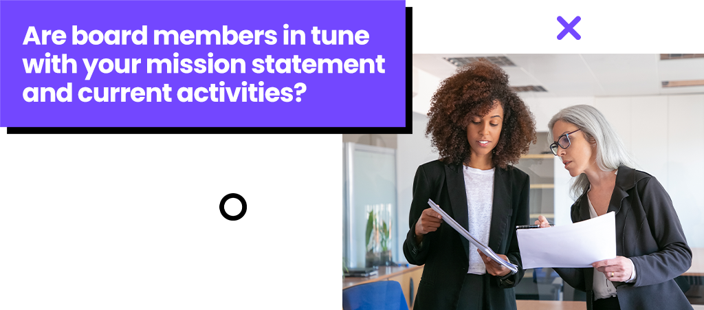 Are board members in tune with your mission statement and current activities.