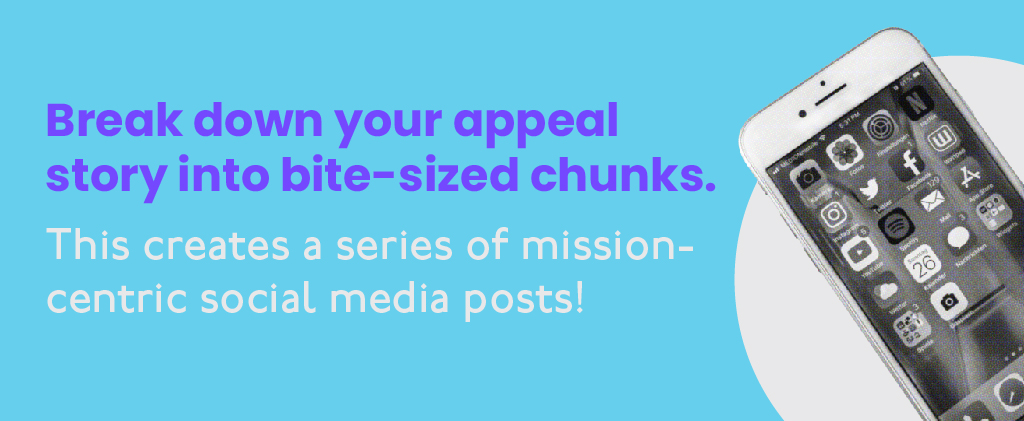 Break down your appeal story into bite-sized chunks Break down your appeal story into bite-sized chunks
