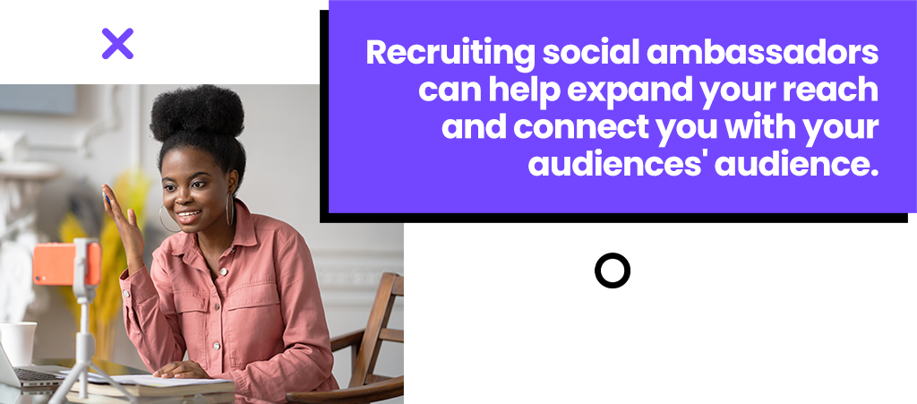 Reruitiing social ambassadors can help expand your reach.