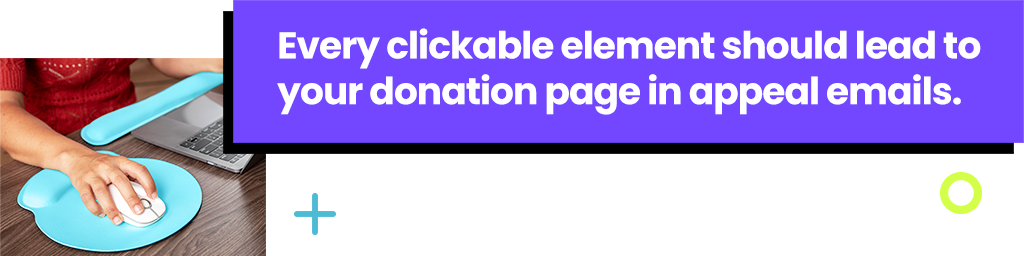 Every clickable element should lead to your donation page in appeal emails.