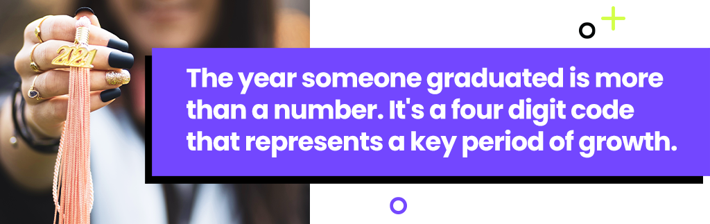 The year someone graduated is more than a number. It's a four digit code that represents a key period of growth.
