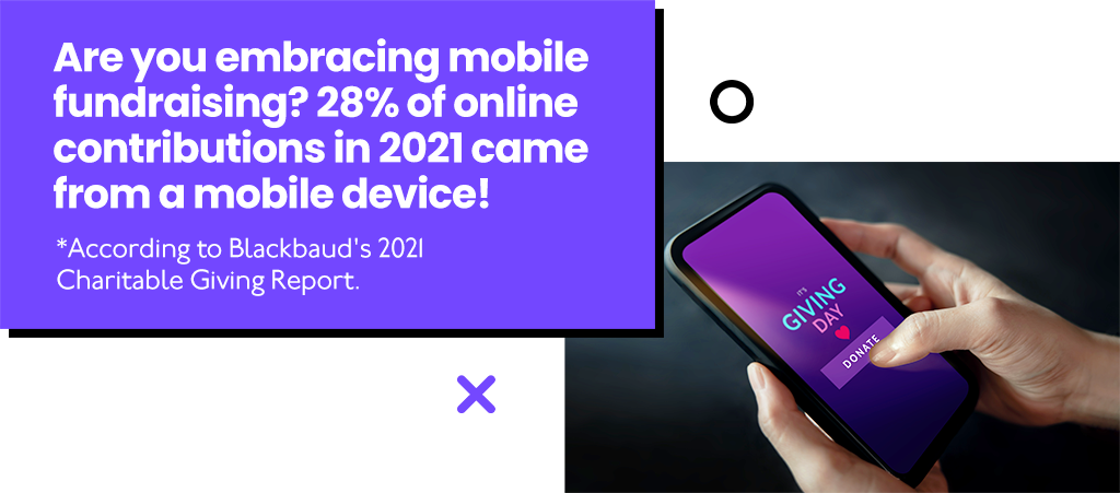 28% of online contributions in 2021 came from a mobile device.