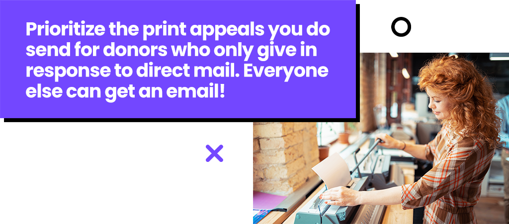 Prioritize the print appeals you do send for donors who only give in response to direct mail.
