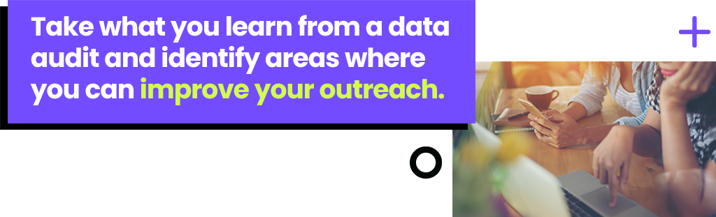 Take what you learn from a data audit and identify areas where you can improve your outreach.,