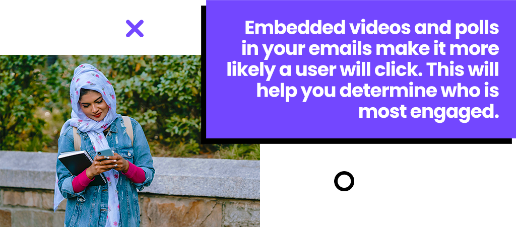 Embedded videos and polls in your emails make it more likely a user will click.