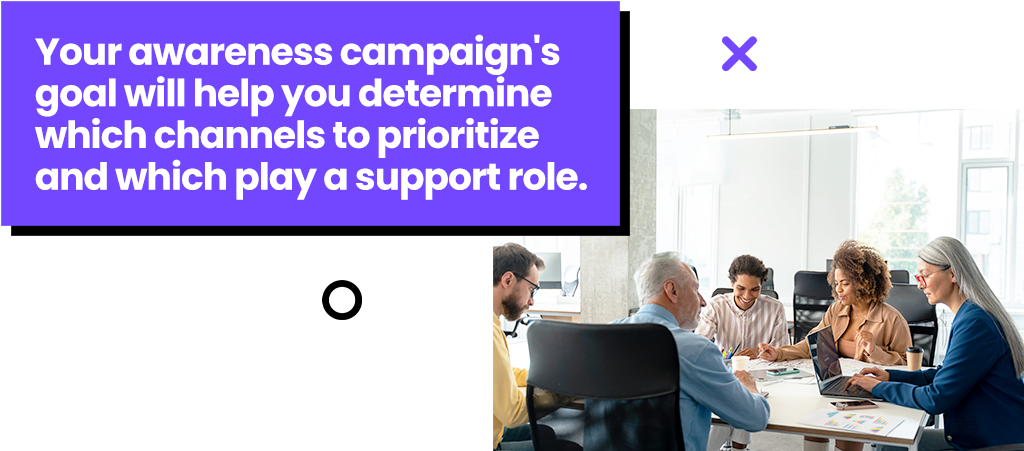 Your awareness campaign's goal will help you determine which channels to prioritize.