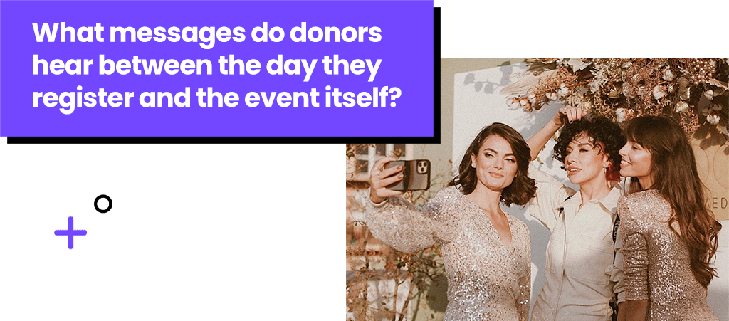 What messages do donors hear between the day they register and the event itself