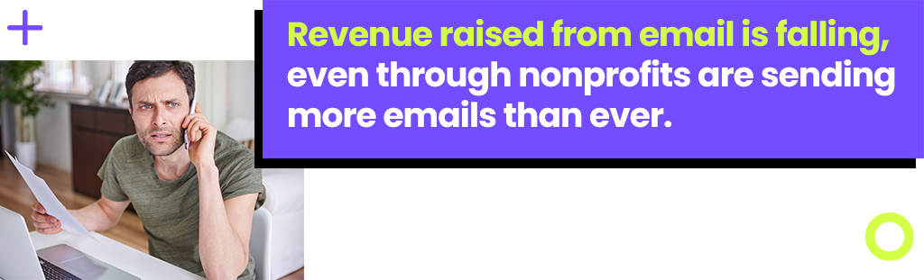 Revenue raised from email is falling, even through nonprofits are sending more emails than ever.